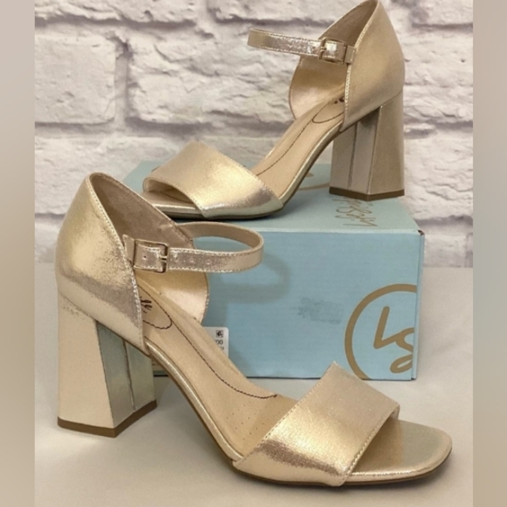 New Bombshell Platino Women’s Gold Open Toe Heels